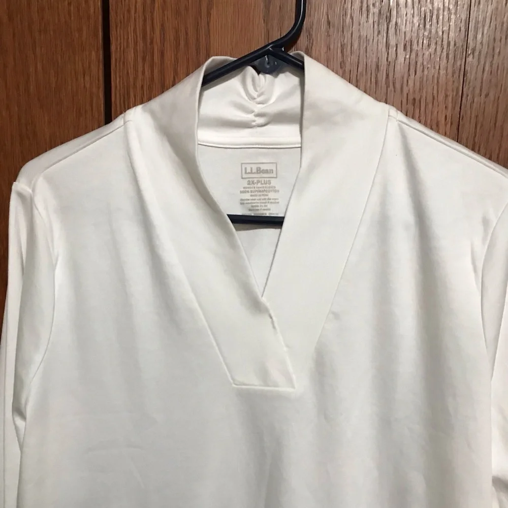 L.L. Bean Size 2X 22/24 Top Shirt Blouse White Tunic - Picture 3 of 5
